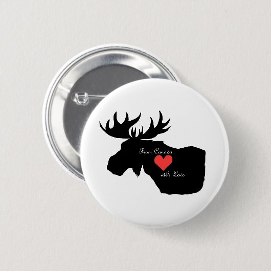 Kanadisches Elch-Button aus Kanada mit Liebe-Herz- Button (Vorne & Hinten)