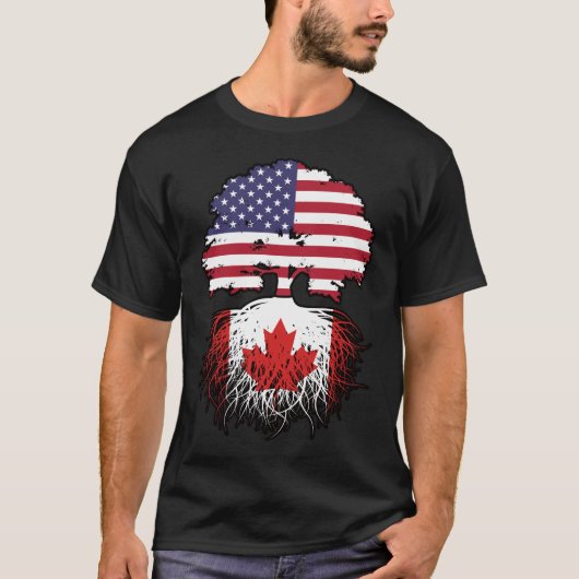 Kanadisches Flag der amerikanischen Tree Roots T-Shirt (Vorderseite)