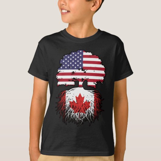 Kanadisches Flag der amerikanischen Tree Roots T-Shirt (Vorderseite)
