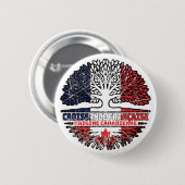 Kanadisches Flag Frankreich Tree Roots Button (Vorne & Hinten)