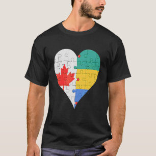 kanadisches Gabunisches Flaggenherz T-Shirt