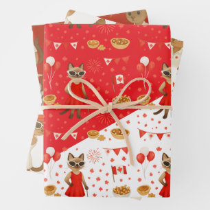 Kanadisches Golf Gegerät für Katzen-Liebhaber Geschenkpapier Set