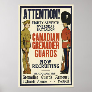 Kanadisches Grenadier-Gardisten-WWI-Rekrutierungsp Poster