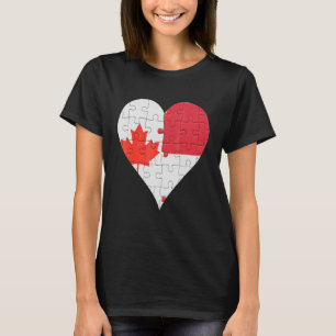 kanadisches indonesisches Flaggenherz T-Shirt