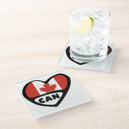 kanadisches Ländercode-Flag-Herz, CAN Glasuntersetzer