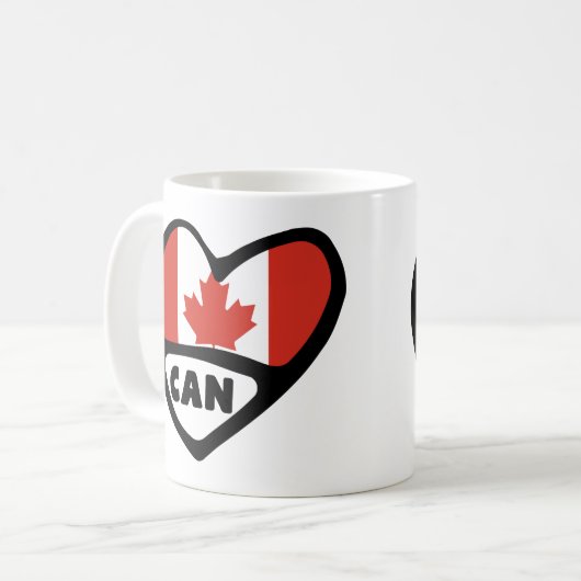 kanadisches Ländercode-Flag-Herz, CAN Kaffeetasse (Vorderseite Links)