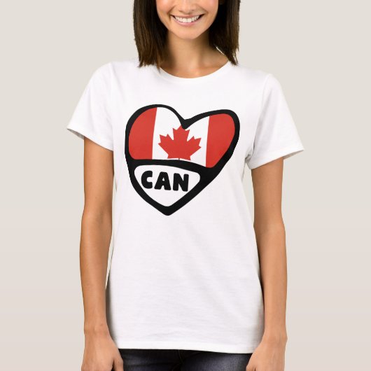 kanadisches Ländercode-Flag-Herz, CAN T-Shirt (Vorderseite)