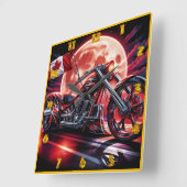 Kanadisches Motorrad unter glühender Mondschein Quadratische Wanduhr (Winkel)