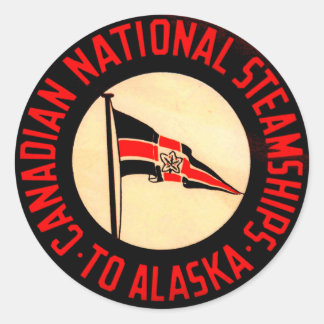 Kanadisches Nationales Steamschiff nach Alaska Runder Aufkleber