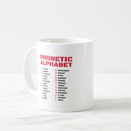 kanadisches Phonetisches Alphabet Kaffeetasse (Vorderseite Links)