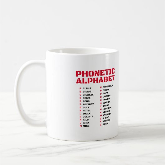 kanadisches Phonetisches Alphabet Kaffeetasse (Links)
