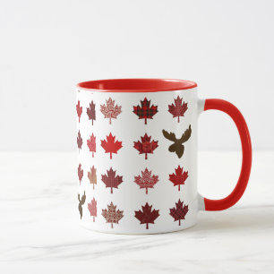 Kanadisches roter Ahorn-Blatt (Blätter und Elche) Tasse