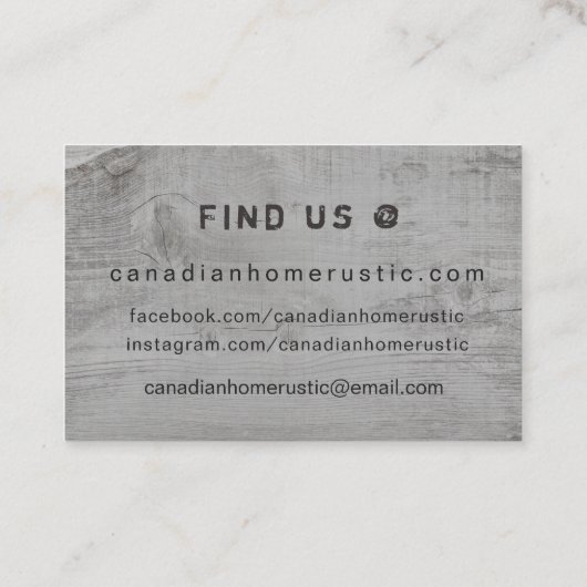 kanadisches Thema Rustikale Holzbaukunst kanadisch Visitenkarte (Rückseite)