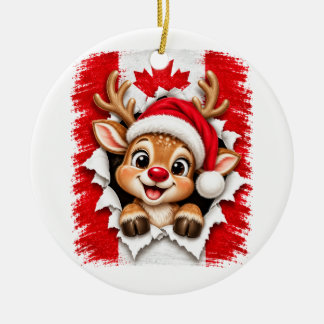 Kanadisches Weihnachtsrentier Keramik Ornament