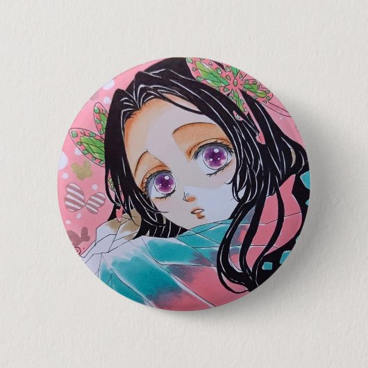 Kanae Kocho Brosche aus dem Anime Demon Slayer Button (Vorderseite)