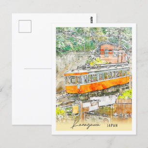 Kanagawa Japan Travel Place Watercolor Postkarte
