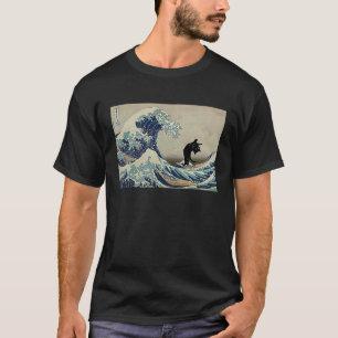 Kanagawa Japanisch Die große Welle Katze T-Shirt