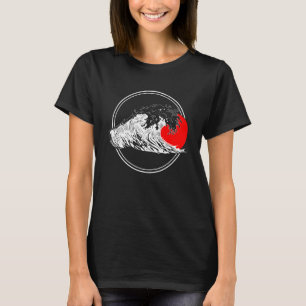Kanagawa Japanisch Great Wave Red Moon T-Shirt