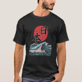 Kanagawa Wave Sun Kanji Japan Kalligraphie T-Shirt (Vorderseite)