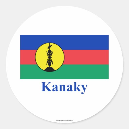 Kanaky Flag mit Name Runder Aufkleber (Vorderseite)