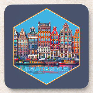 Kanal Amsterdam Niederlande Europa Getränkeuntersetzer