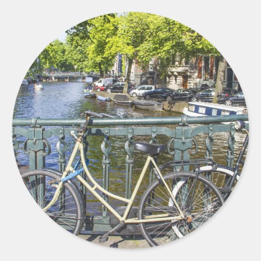 Kanal Amsterdam Runder Aufkleber (Vorderseite)