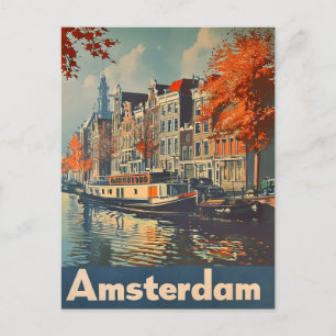 Kanal Charme: Amsterdam Vintage-Postkarte Postkarte