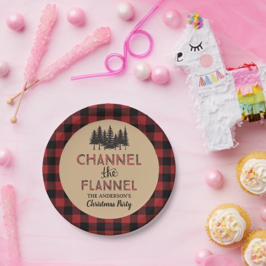 Kanal Das Weihnachtsdekor des Flannel Party Pappteller (Party)