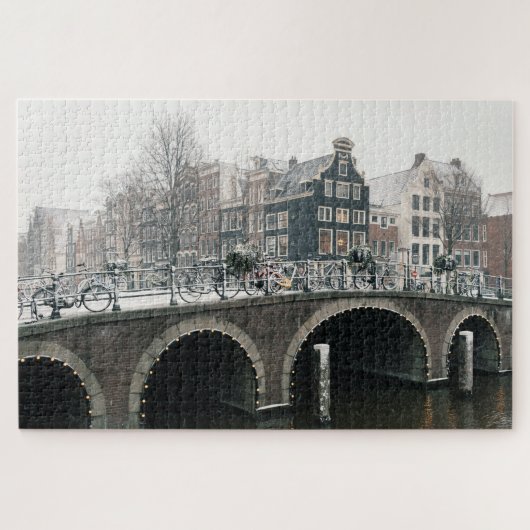 Kanal in Amsterdam im Winter Puzzle (Horizontal)