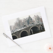 Kanal in Amsterdam im Winter Rechteckiger Aufkleber (Umschlag)