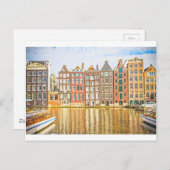 Kanal in Amsterdam Postkarte (Vorne/Hinten)