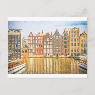 Kanal in Amsterdam Postkarte