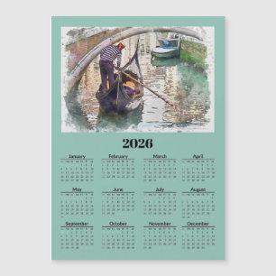 Kanal in Venedig Italien 2026 Kalender Magnetkarte