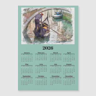 Kanal in Venedig Italien 2026 Kalender Magnetkarte