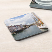 Kanal mit Booten| Kopenhagen Getränkeuntersetzer (Linke Seite)