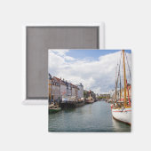 Kanal mit Booten | Kopenhagen Magnet (Vorderseite/Rückseite)