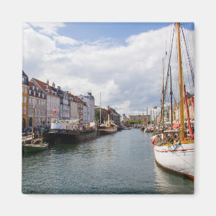 Kanal mit Booten Kopenhagen Magnet