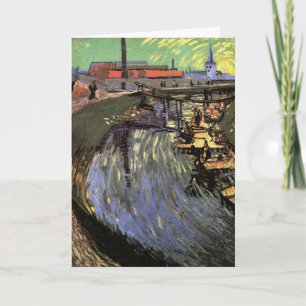 Kanal mit Frauen beim Waschen von Vincent van Gogh Karte