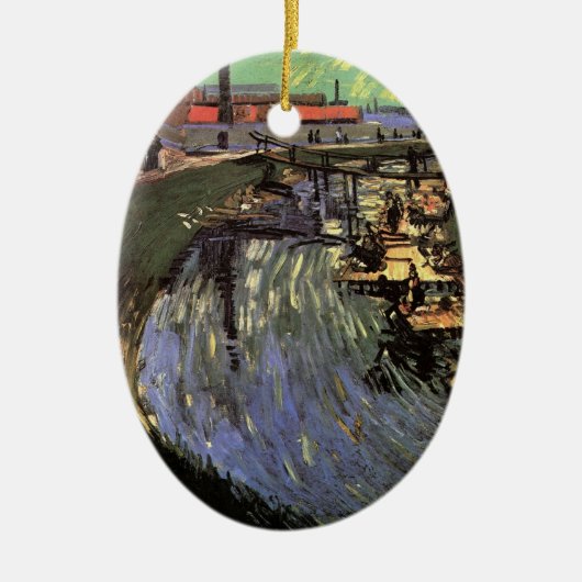Kanal mit Frauen waschen von Vincent van Gogh Keramik Ornament (Vorne)
