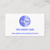 KANAL NAME YOU TUBER LOGO QR CODE BLUE WHITE VISITENKARTE (Vorderseite)