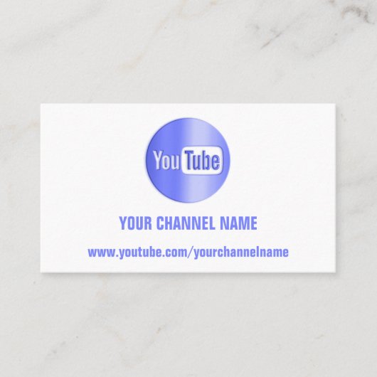 KANAL NAME YOU TUBER LOGO QR CODE BLUE WHITE VISITENKARTE (Vorderseite)