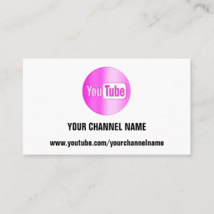 KANAL NAME YOU TUBER LOGO QR CODE PINK WHITE VISITENKARTE