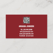 KANAL NAME YOU TUBER LOGO QR CODE ROSE BURGUNDY VISITENKARTE (Rückseite)