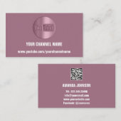 KANAL NAME YOU TUBER LOGO QR CODE ROSE VIOLET VISITENKARTE (Vorne/Hinten)