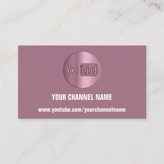 KANAL NAME YOU TUBER LOGO QR CODE ROSE VIOLET VISITENKARTE (Vorderseite)