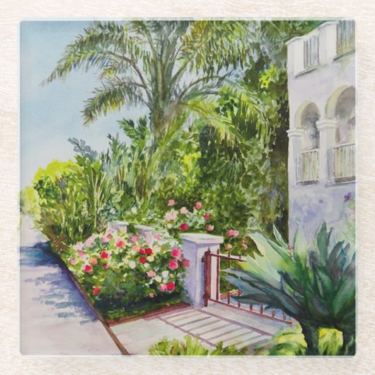 Kanal-Rosen-Garten Glasuntersetzer (Vorderseite)
