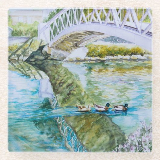 Kanal-Überfahrt Glasuntersetzer (Vorderseite)