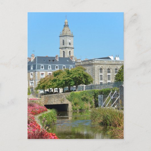 Kanal und Kirche in Vannes in Frankreich Postkarte (Vorderseite)