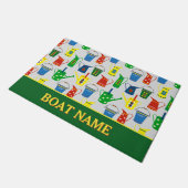 Kanalboot Narrowboat Name Gemustert Fußmatte (Schrägansicht)