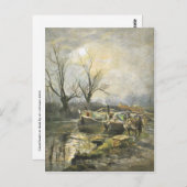 Kanalboote bei Sonnenuntergang Postkarte (Vorne/Hinten)